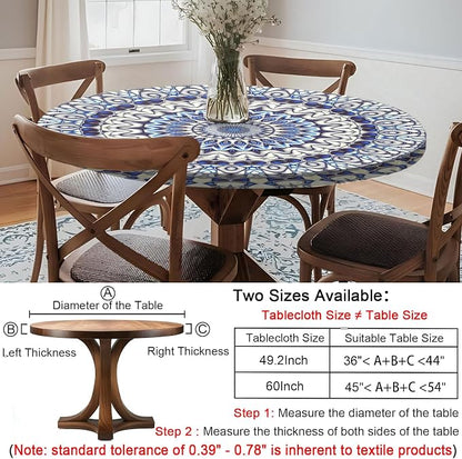 opstellen Fitted Round Tablecloth Wipeable Table Cloths Vinyl Indoor Outdoor Circle Covers for 36-44inch Table Dining Living Room Home Must Haves Gifts Summer Fall Patio Picnic Camping Garden Stuff