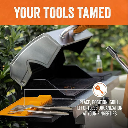 Yukon Glory Orange Tool Resting Mat | BBQ Utensil Holder | Heat-Resistant, Non-Stick Silicone Mat | Essential Grilling & BBQ Accessories | Outdoor Cooking Tool Organizer | Kitchen Spatula Station