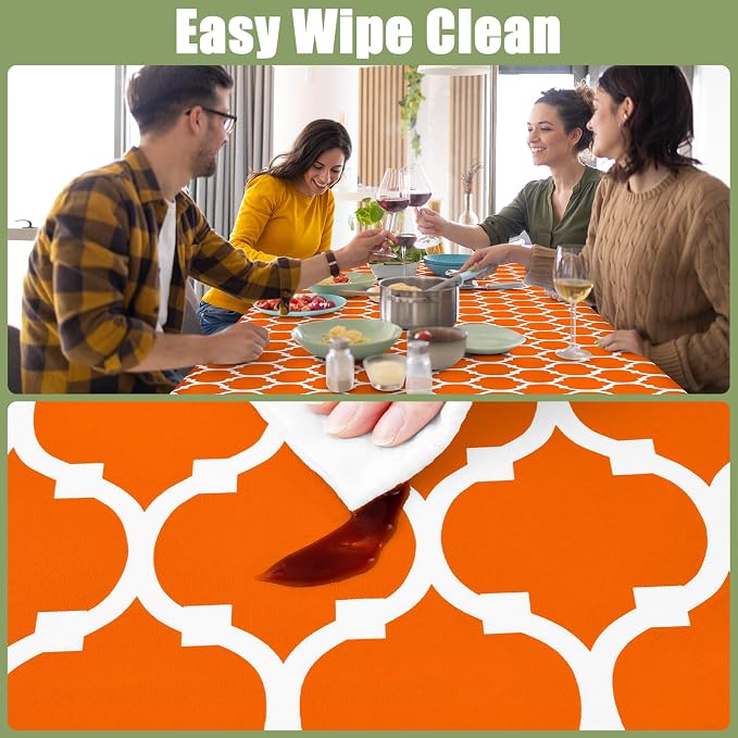 Smiry Picnic Fitted Table Cover, 4 Foot Flannel Backed Vinyl Tablecloth | Waterproof Elastic Stretch Table Cloth, Wipeable Plastic Tablecloth for Camping, Indoor & Outdoor (Orange, 24" x 48")