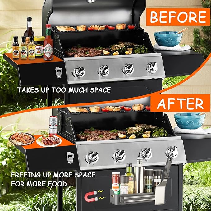 Strong Magnetic Grill Griddle Caddy for Blackstone, Heavy Duty Griddle Caddy Magnetic Holder, Space Saving Grill Organizer Accessories for Refrigerator Traeger Pit Boss Camp Chef Z Grills Smoker