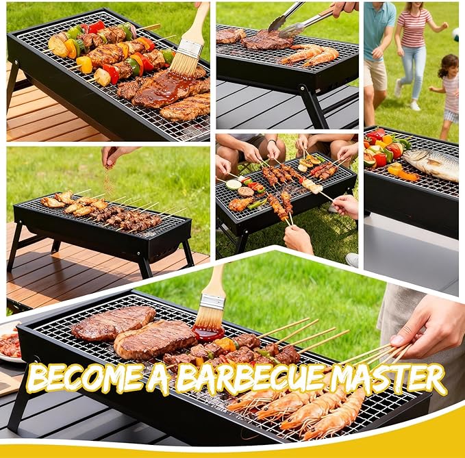 Portable BBQ Grill Home Charcoal Grill and Outdoor Folding Grill, Perfect for Traveling, Outdoor Cooking and BBQ, Camping, Picnics