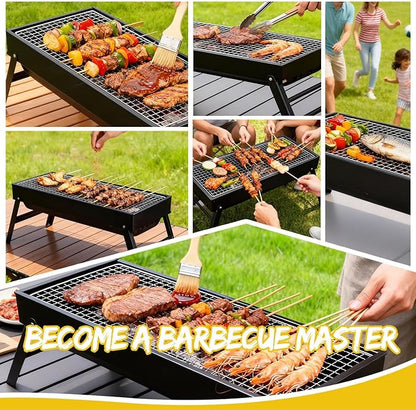 Portable BBQ Grill Home Charcoal Grill and Outdoor Folding Grill, Perfect for Traveling, Outdoor Cooking and BBQ, Camping, Picnics