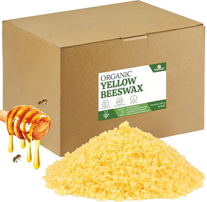 YASNAY Yellow Beeswax Pellets 5LB, 100% Organic Beeswax, Beeswax for Candle Making, Body, Skin Care DIY, Lip Balm and Soap Making Supplies
