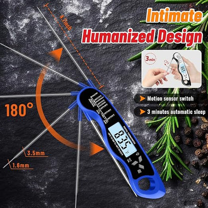 Meat Thermometer Digital, IP67 Waterproof Food Thermometer for Cooking | Backlight, Hold Function, Magnet, IP67 Waterproof, LED screen, for Kitchen, Grill, BBQ, Beef, Candy, Turkey