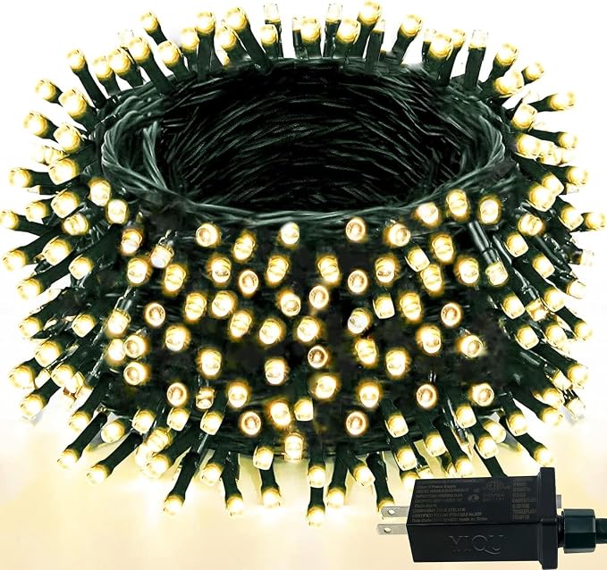 165 FT 500 LED Super Long Christmas Lights String Indoor Outdoor Warm White | Timer and Memory Function, 8 Modes Green Wire Twinkle Lights for Xmas Tree Fence Pillar Bedroom Garden Holiday Party Decor