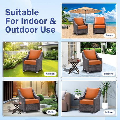 IASEAHK Outdoor Seat Cushion Set, Waterproof & Fade Resistant Patio Chair Cushions, Outdoors Cushion for Patio Furniture, 24 x 24 x 4 Inch, Outdoor Couch Cushions with Handle and Ties, Spice