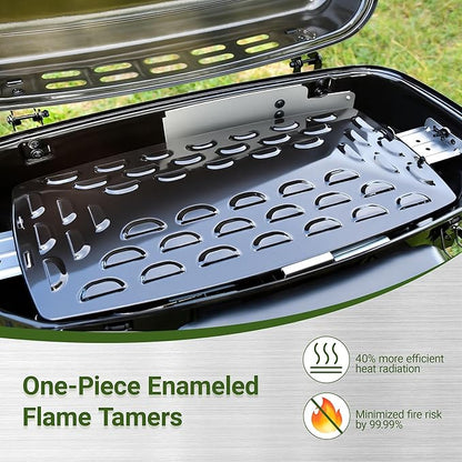 Brand-Man Portable Gas Grill, 2-in-1 Propane Camping Grill & Griddle Porcelain-Enameled with Folding Stand-Up Cart, 18,000 BTU 2-Burner Outdoor BBQ for Family Camping, Tailgating and Patio, Green