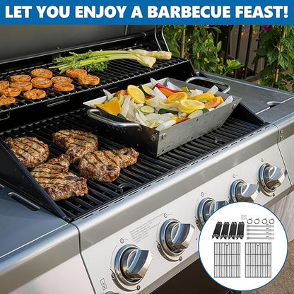 Replacement Parts for Nexgrill 4-Burner 720-0830 720-0830H 720-0830D 720-0783C, Cast Iron Grill Grate, Heat Shield Plates, Burner Tubes, Igniters Kit for ‎‎Cuisinart CGG-7400 Replacement Parts