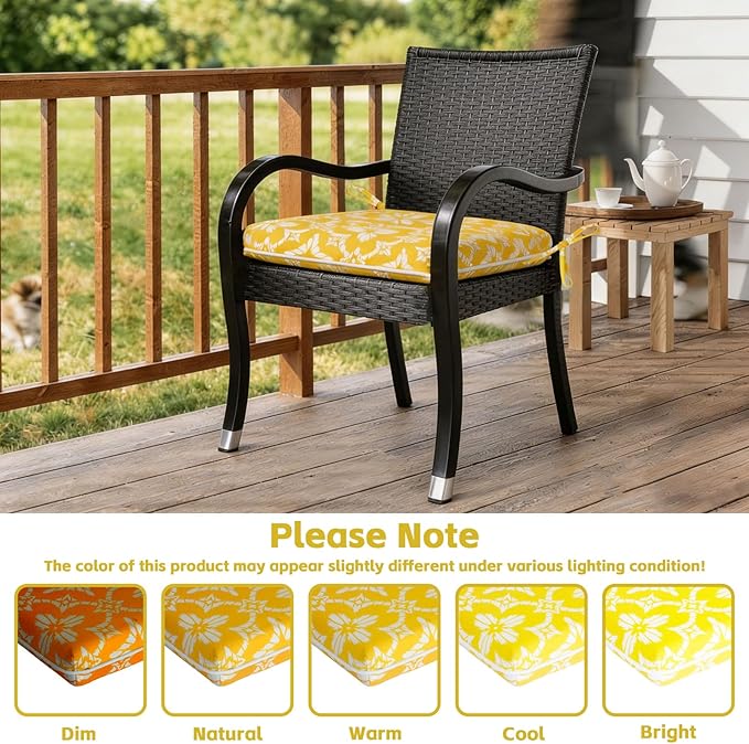 COZYVIDA Outdoor Chair Cushions Set of 4, 20"x20" Square Seat Pads with Tie Straps and YKK Zippers, 30D High-Density Foam, Water-Resistant Fabric,UV-Resistant 1000+ Hrs