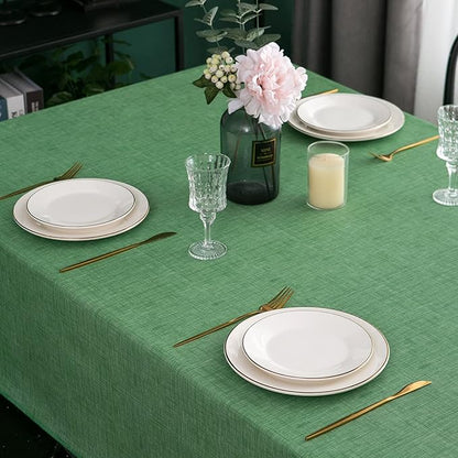 LIBERECOO Vinyl Tablecloth with Flannel Backing, Grass Green, Waterproof, Stain-Resistant, Easy-Clean Table Cover for Holiday, Dining, Kitchen, and Outdoor Use, 60" x 60" Square
