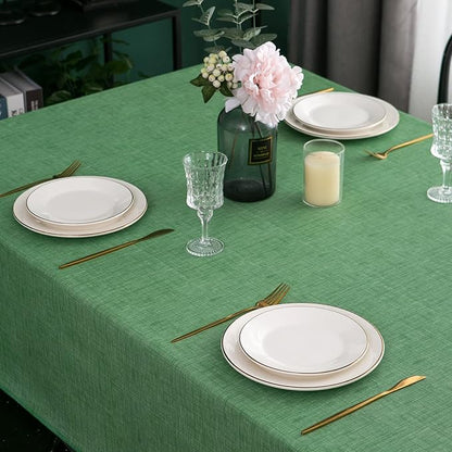 LIBERECOO Vinyl Tablecloth with Flannel Backing, Grass Green, Waterproof, Stain-Resistant, Easy-Clean Table Cover for Holiday, Dining, Kitchen, and Outdoor Use, 60" x 84" Rectangle