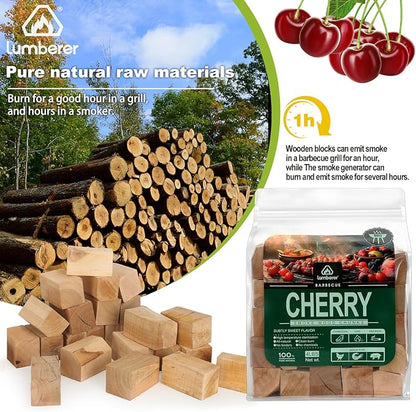 Lumberer Cherry Wood Smoking Chunks – 100% Natural Hardwood – Subtly Sweet Smoke for Poultry & Pork – Long Burn Time, Clean & Chemical-Free – 4LBS