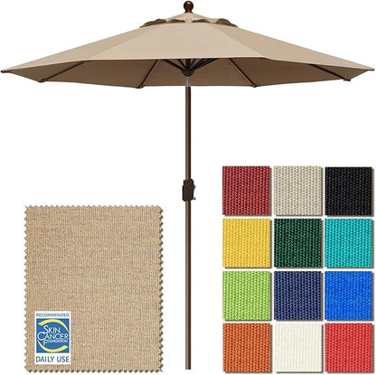 EliteShade USA 10-Year-Non-Fading 9Ft Market Patio Umbrella, UPF 50+ UV Protection Performance Sun Umbrella, Heavy Duty Commercial Grade Outdoor Table Umbrella with Crank & Tilt, Windproof Vented Top for Garden, Pool, Deck and Outdoor Playsets,Heather ...