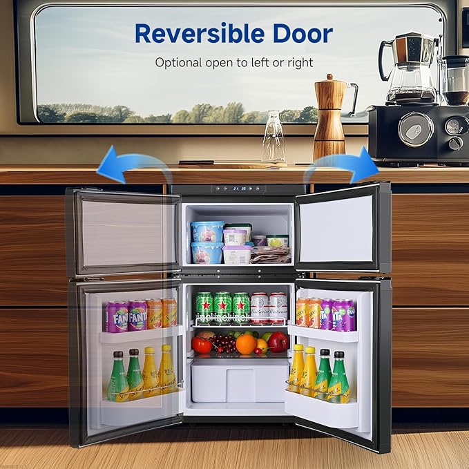 BODEGACOOLER 12 Volt RV Refrigerator, 80L(2.82cu.ft) RV Fridge with Freezer, APP Control Portable Compressor Cooler, -4℉ to 68℉, 12/24V DC for Boat, Yacht, Caravan, Truck, Camping