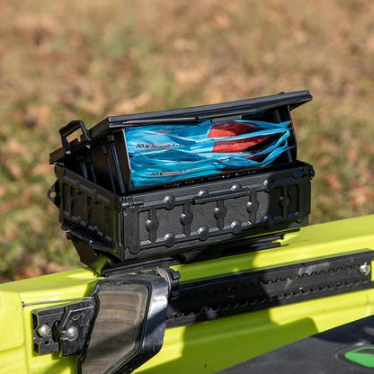 YakAttack TracPak with PicPocket QuickDraw - Black | Track Mount Storage Box with Spring-Loaded Lid | Quick Release Base & Labels Included | Vertical or Horizontal Mount | Made in USA