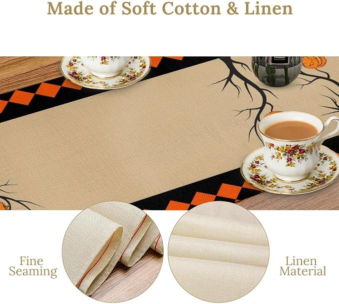 Pumpkin Table Runner Halloween Table Runners Halloween Table Decorations Indoor Pumpkin Party Decor 13x90
