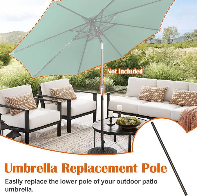 Blissun Umbrella Replacement Lower Pole, Aluminium Patio Umbrella Extension Bottom Pole Replacement with Bullet Buckle, Bronze - Exact Fit Umbrellas Only