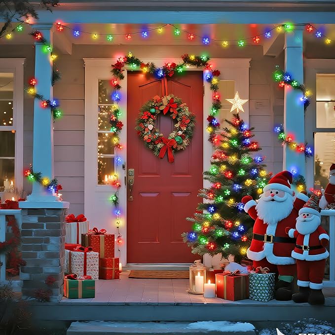 JMEXSUSS 2 Pack Solar String Lights Outdoor, Each 50LED, Flower, Multicolor | Outdoor Waterproof, 30.6ft, Cherry Blossoms, 8 Modes Christmas Lights for Garden Patio Yard Tree Party Decorations