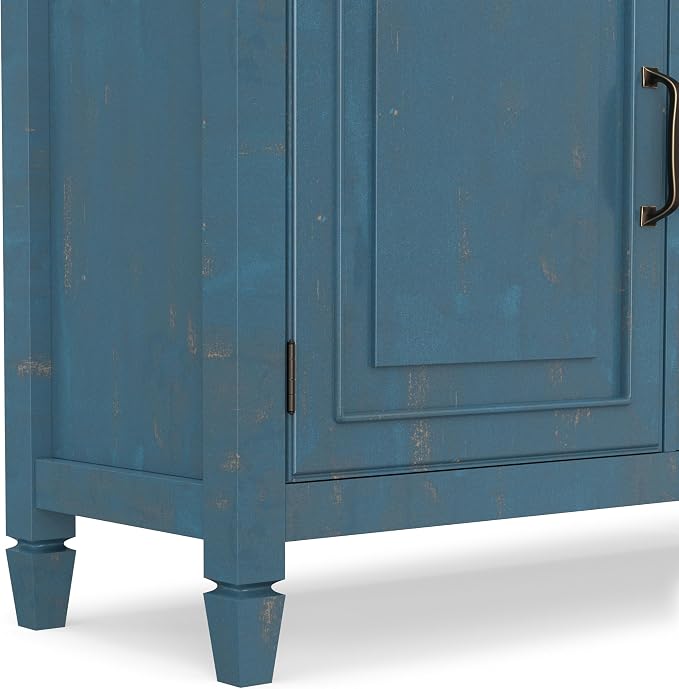 SIMPLIHOME Connaught 40" Wide Solid Wood Storage Cabinet in White | Traditional slim entryway and living room organizer for hats, gloves, shoes and keys with space-saving storage design.