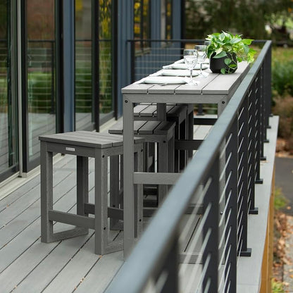 highwood Monroe 6-Piece Counter Height Modern Balcony Set, 2 Tables and 4 Stools, Coastal Teak