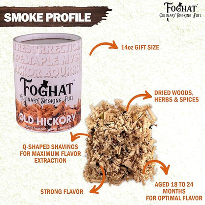 Cocktail Smoker Wood Chips - 14oz Old Hickory Shavings for Smoker, Whiskey & Drink Infuser Kit - All Natural, Culinary Wood Smoking Chips for Hand Held Cocktail Smoke Gun & Drink Smokers