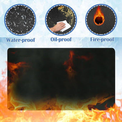 Ogrmar 90 x 52 Inch Under Grill Mats for Outdoor Grill Deck Protector | Indoor Fire Pit/Fireplace Mat, Heat Resistant Mat, Oil-Proof Blackstone Grill Mat, BBQ Mat Protector for Deck, Patio & Grass