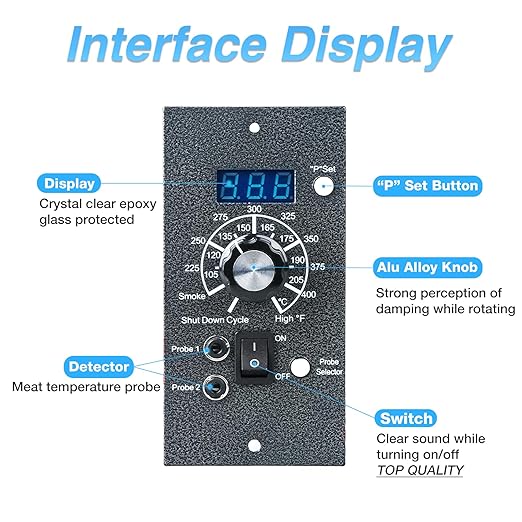 Digital Thermostat Controller for Traeger Wood Pellet Grill Control Panel Pro PID Board Replacement Parts BAC365 RTD Sensor Thermometer Meat Probe BBQ Accessories