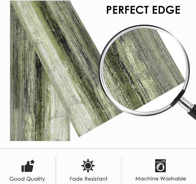 Emvency Farmhouse Table Runner, Vintage Olive Green and Grey Abstract Art Painting for Kitchen Coffee Table Family Dinners Holiday Parties Wedding Events Decor(13x72 inch)