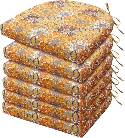 HARBOREST Outdoor Chair Cushions Set of 6, Water Resistant Patio Chair Cushions with Ties, Outdoor Seat Cushions for Patio Furniture, 17"x16"x2", Blooming