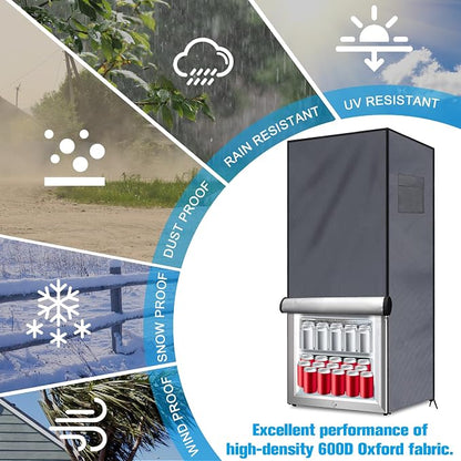 Outdoor Refrigerator Cover Outdoor Dustproof Freezer Covers for Protecting Upright Freezers/Beverage Refrigerator Compact 3.0 Cubic Foot Freezer Covers Outdoor (Silver, 33" x 33" x 67")