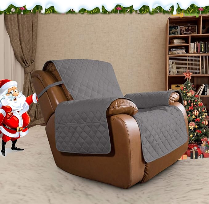Easy-Going Oversized Recliner Cover Reversible Couch Cover Sofa Cover for Living Room Water Resistant Furniture Protector with Elastic Straps for Pets Dog (Oversized Recliner, Gray/Light Gray) | Machine Washable Slipcover For Dogs, Water Resistant Furn...