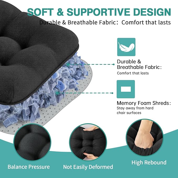 BETU Chair Cushions for Dining Chairs,3.5" Thick Kitchen Table Chair Pads with Ties,Non Slip Backing and Covers,Seat Cushion for Dining Room,Bar,Patio Chairs,18"X18"X3.5"