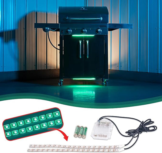 Alpena BBQ Outdoor Grill Multi-Colored LED Light Strip 24” with 3 AA Battery Box, Battery Included