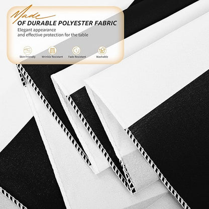 2 Pack-54x108inch Black and White Striped Rectangular Polyester Fabric Tablecloth for Indoor/Outdoor Dining, Party, Picnic, Barbecue, Gathering
