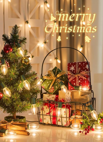 Vintage C9 Christmas Lights Outdoor, 150FT 150 LED String Lights Warm White | Waterproof Connectable Christmas Tree Lights for House, Roofline, Holiday Party, Indoor Outside, Garden Patio Backyard Decor