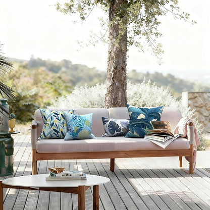 LVTXIII 2 Pack Outdoor Throw Pillow Covers for Patio Furniture, 16x16 Inch Square Pillow Case, Water-Repellent Cushion Covers for Garden, Porch, Sofa, Dahlia Blue