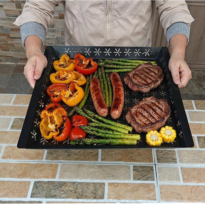 Vegetable Grill Basket for Outdoor Grill - 15.8"*15.8"Extra Large XXL Heavy-Duty Veggie Grilling Basket, Square, Non-stick Enamel Coating, Grilling Accessories for Grills and Vegetables