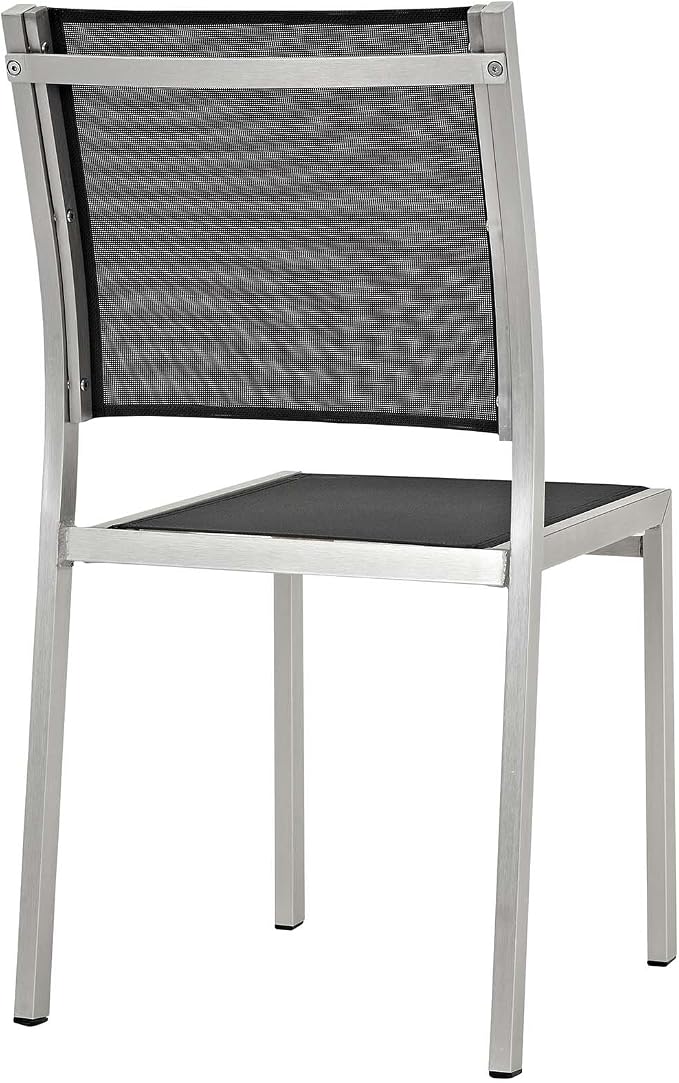 Modway Shore 9Piece Outdoor Patio Aluminum Dining Set in Silver Black