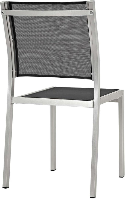 Modway Shore 9Piece Outdoor Patio Aluminum Dining Set in Silver Black