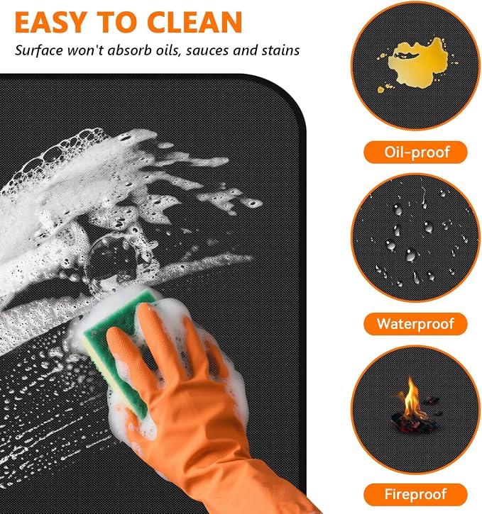 75 x 40 inch Under Grill Mats for Blackstone - Large Fireproof Grill Mat for Deck Protector, Double-Sided Waterproof Oil-Proof BBQ Floor Matt for Blackstone Griddle Accessories
