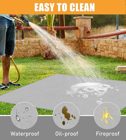 Grill Mats for Outdoor Grill Compatible with Blackstone 28 & 36in to Protect Deck and Patio, Fireproof BBQ Mat, Griddle Accessories Compatible with Blackstone Griddle, 60x48x0.04in, Grey
