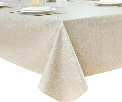 LIBERECOO Heavy Duty Vinyl Tablecloth with Flannel Backing Waterproof Oil-Proof Plastic Table Cloth Stain-Resistant Wipeable Rectangle or Square Table Cover for Indoor and Outdoor 60 x 102 Inch