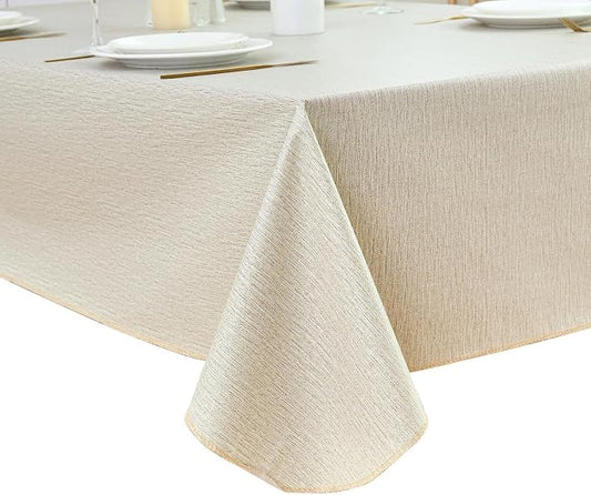 LIBERECOO Heavy Duty Vinyl Tablecloth with Flannel Backing Waterproof Oil-Proof Plastic Table Cloth Stain-Resistant Wipeable Rectangle or Square Table Cover for Indoor and Outdoor 60 x 102 Inch