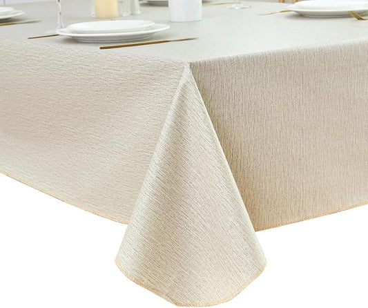 LIBERECOO Heavy Duty Vinyl Tablecloth with Flannel Backing Waterproof Oil-Proof Plastic Table Cloth Stain-Resistant Wipeable Rectangle or Square Table Cover for Indoor and Outdoor 60 x 84 Inch