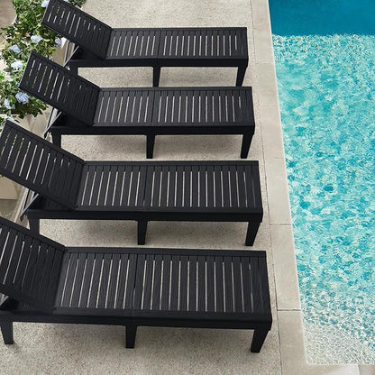 Nestl Patio Chairs - Black Chaise Lounge Chair Outdoor, 5-Position Adjustable Sun Tanning Chair, Waterproof Pool Lounge Chairs Set of 6, Reclining Lawn Chair, Lightweight Outdoor Lounge Chairs