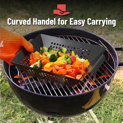 UNCO- Large Grill Basket, 13.6" x 12", Grill Baskets for Outdoor Grill Vegetables