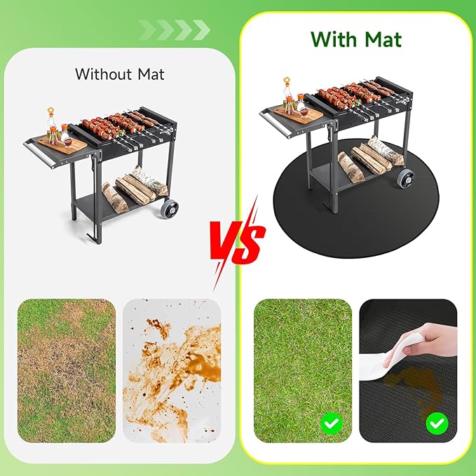 SANLIKE 36" Round Fire Pit Mat Under Grill Mat for Outdoor Grill 3-Layer Double-Sided Fireproof Mat Oil-Proof Waterproof BBQ Pad for Grass Deck Patio Outdoor & Indoor Wood Burning Fire Pit Portable