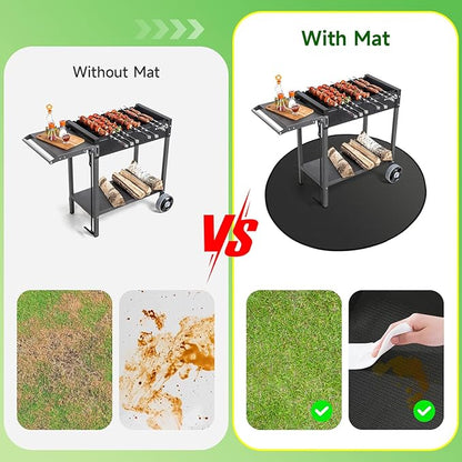 SANLIKE 36" Round Fire Pit Mat Under Grill Mat for Outdoor Grill 3-Layer Double-Sided Fireproof Mat Oil-Proof Waterproof BBQ Pad for Grass Deck Patio Outdoor & Indoor Wood Burning Fire Pit Portable