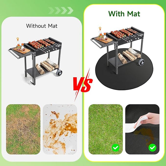 SANLIKE 36" Round Fire Pit Mat Under Grill Mat for Outdoor Grill 3-Layer Double-Sided Fireproof Mat Oil-Proof Waterproof BBQ Pad for Grass Deck Patio Outdoor & Indoor Wood Burning Fire Pit Portable