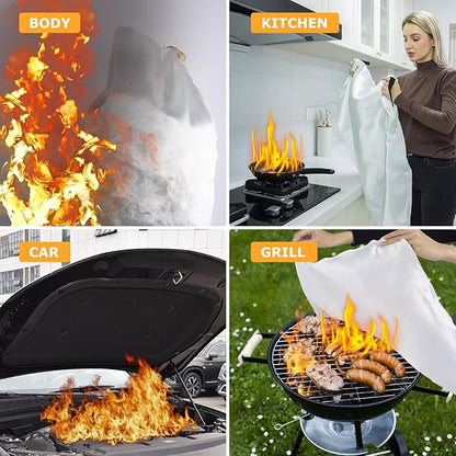 Emergency Fire Blanket, Flame Retardant Fire Blankets Emergency for Home, Kitchen, Car, Office, Grill (Fiberglass-2pack)